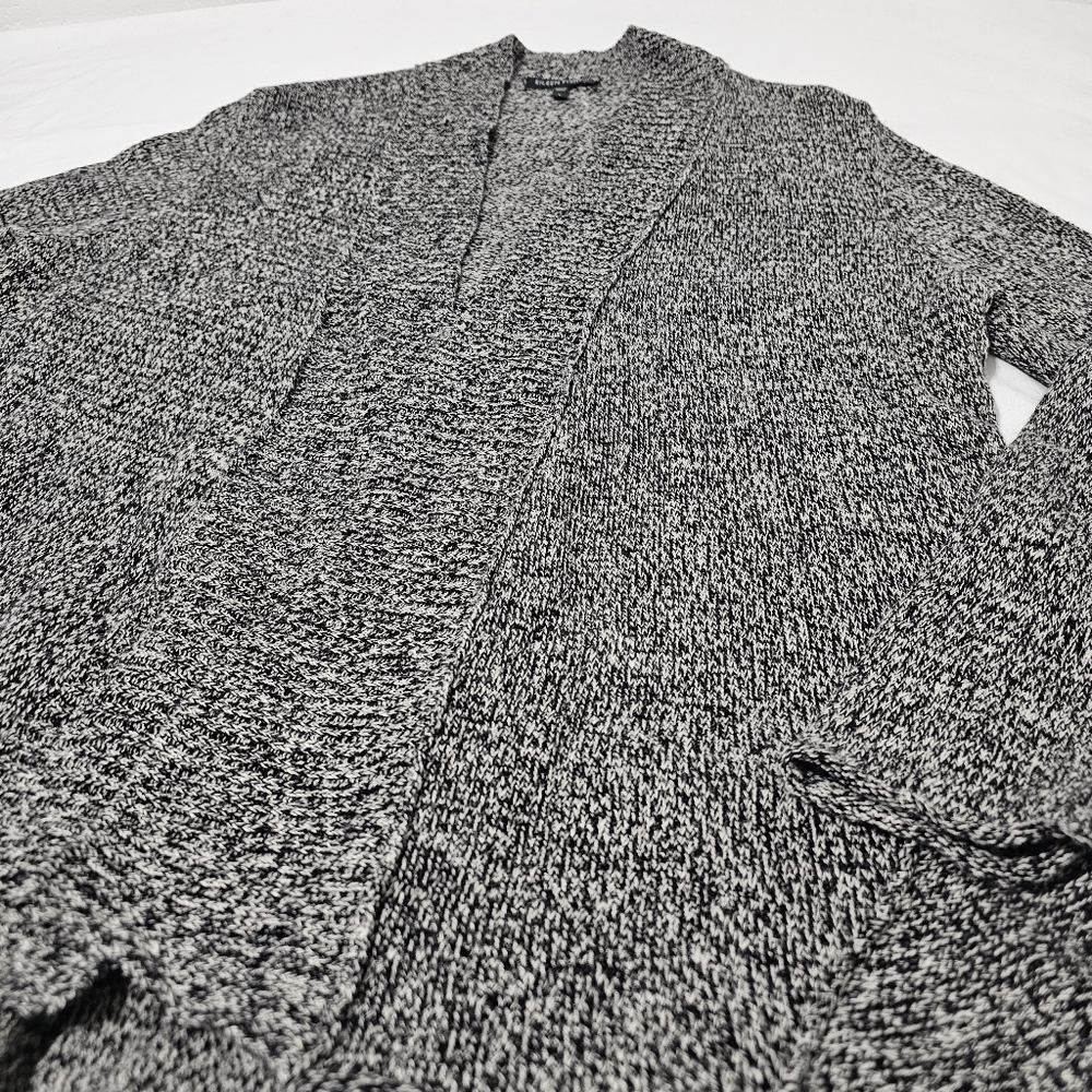 Eileen Fisher Open Front Cardigan Large Linen Wool Marled Knit Boho Minimalist - Picture 5 of 9